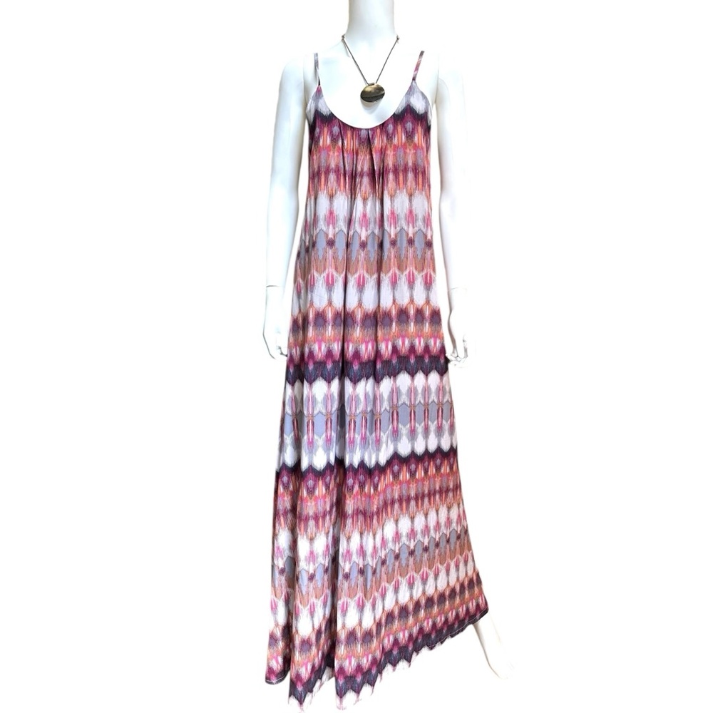 Nicole Miller Ikat Print Adjutable Straps Sundress Maxi Dress, XS